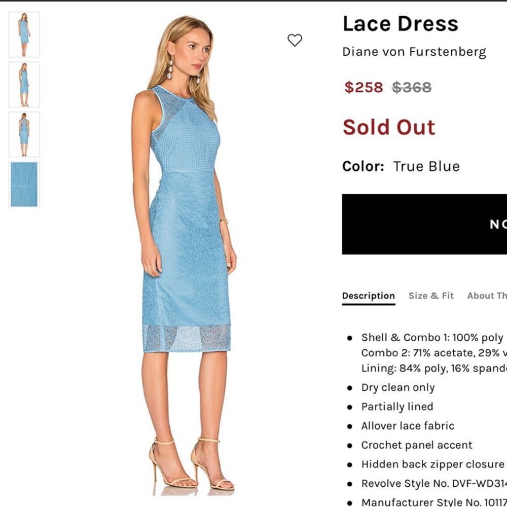 DVF Dress & Jacket Matching Blue Lace Set NEW 6 M